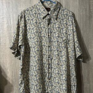Born Button Down Short Sleeve Shirt XL Silk Cotton Blend
